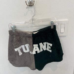 Tulane fuzzy pajama shorts